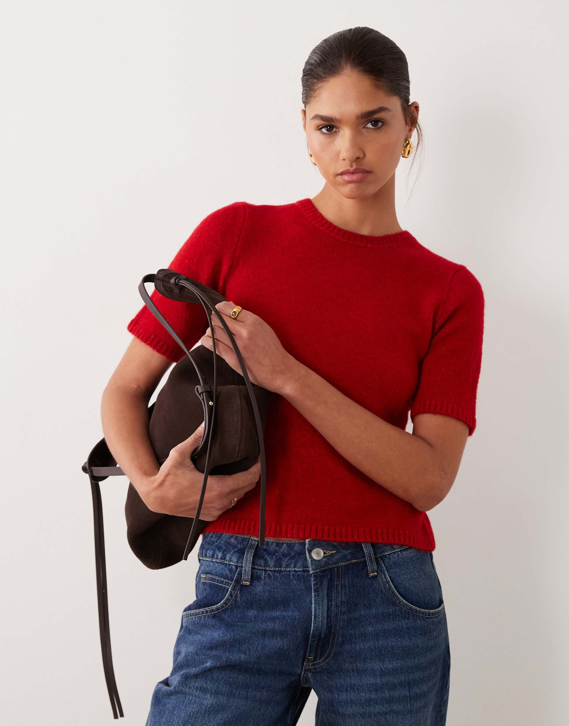 asos design knit top in red - part of a set