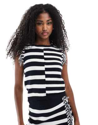 Asos Design Knit Top With Fringing In Multi