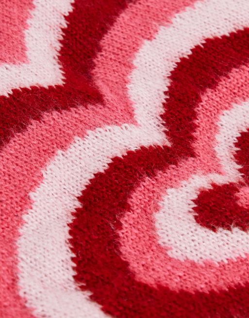ASOS DESIGN knit tote bag in pink heart motif