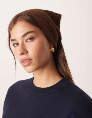 Asos Design Knit Triangle Pattern Scarf In Brown