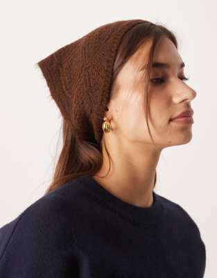 Asos Design Knit Triangle Pattern Scarf In Brown