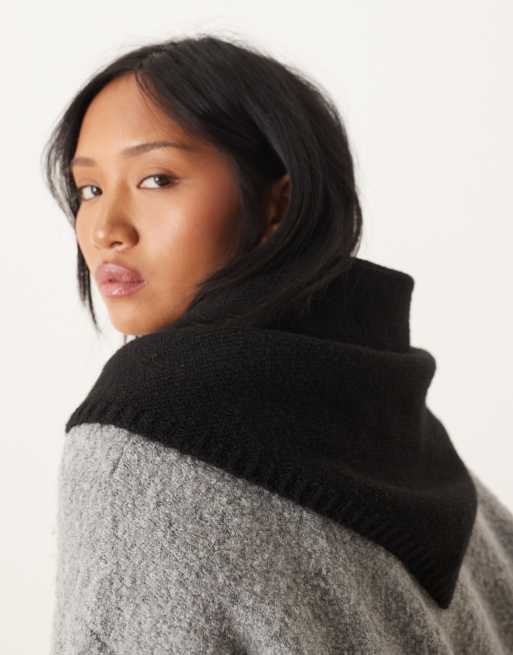 ASOS DESIGN knit triangle scarf in black