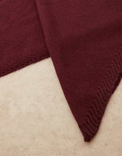 ASOS DESIGN knit triangle scarf in burgundy