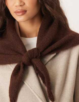 Asos Design Knit Triangle Scarf In Brown