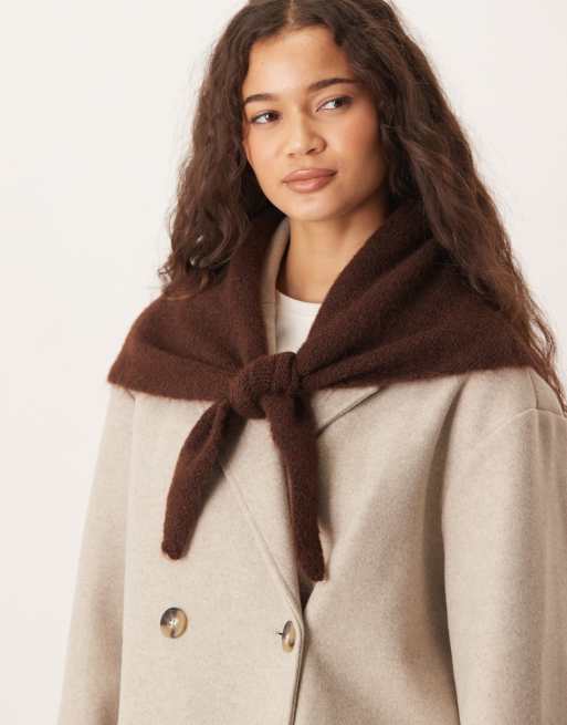 ASOS DESIGN knit triangle scarf in chocolate