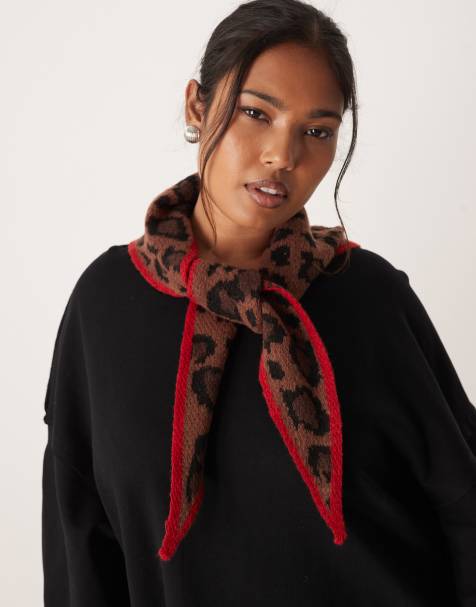 ASOS DESIGN knit triangle scarf in leopard print - view 1