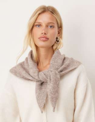 Asos Design Knit Triangle Scarf In Neutral