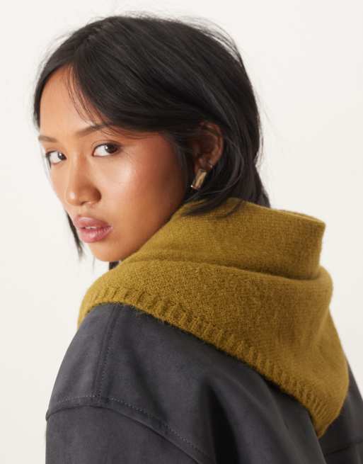 ASOS DESIGN knit triangle scarf in olive