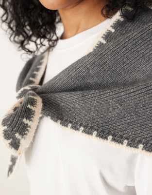 Asos Design Knit Triangle Scarf In Gray