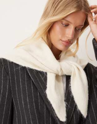 Asos Design Soft Knit Triangle Scarf In White