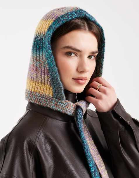 ASOS DESIGN knit twisted hat with wool in multi color - view 1