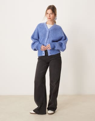 ASOS DESIGN knit V-neck batwing cardigan in blue