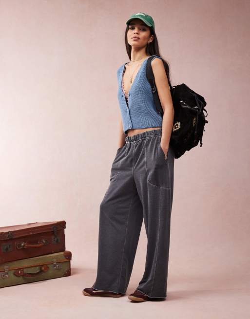 ASOS DESIGN knit v neck braided vest in blue, 3 of 4