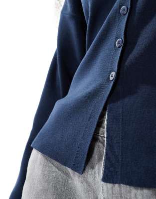 ASOS DESIGN KNIT V-NECK STRUCTURED COMPACT CARDIGAN WITH BUTTON DETAIL 