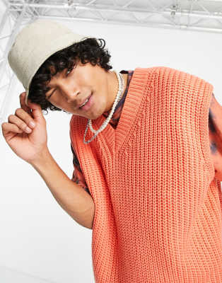ASOS DESIGN knit V-neck tank in orange