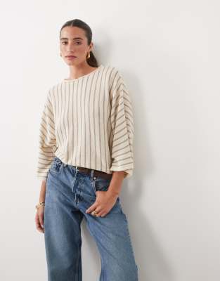 Asos Design Knit Vertical Sweater In Neutral