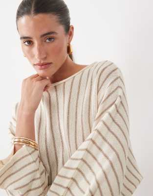Asos Design Knit Vertical Sweater In Neutral