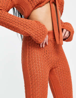 Seamless Contour Ribbed Pants Set (Orange)- FINAL SALE