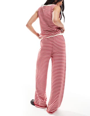 Asos Design Knit Wide Leg Pants In Red