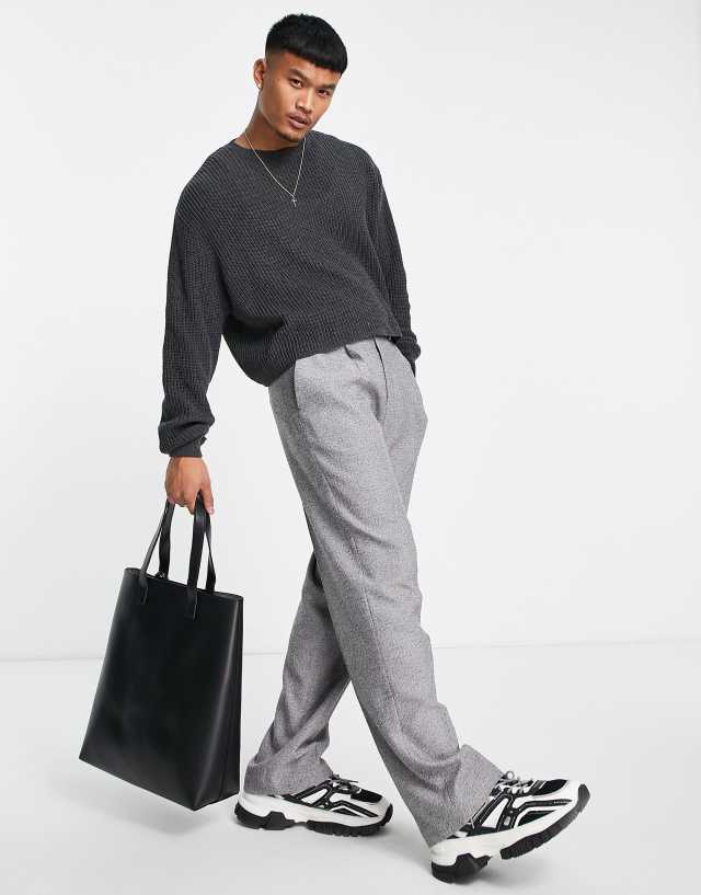 ASOS DESIGN knit wide rib sweater in charcoal