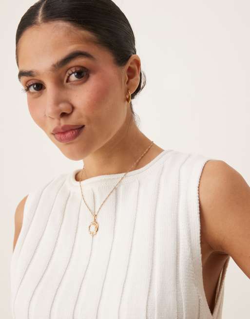 ASOS DESIGN knit wide rib tank top in white