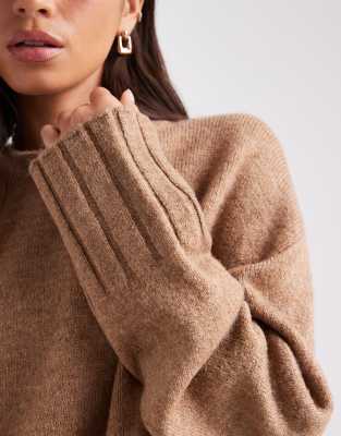 Asos Design Knit Wide Sleeve Sweater In Neutral