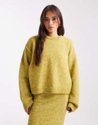 Asos Design Knit Wide Sleeves Wool Look Sweater - Part Of A Set-green In Multi