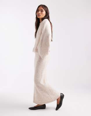 Asos Design Knit Wide Sleeves Wool Look Sweater - Part Of A Set-white In White