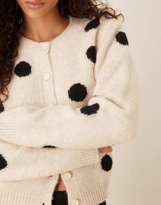 Asos Design Knit Wool Blend Cardigan In White