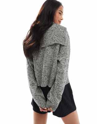 Asos Design Knit Zip Through Fly Collar Cardigan In Multi