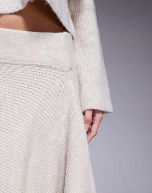 ASOS DESIGN knitted asymmetric maxi skirt in ecru (part of a set), 5 of 5
