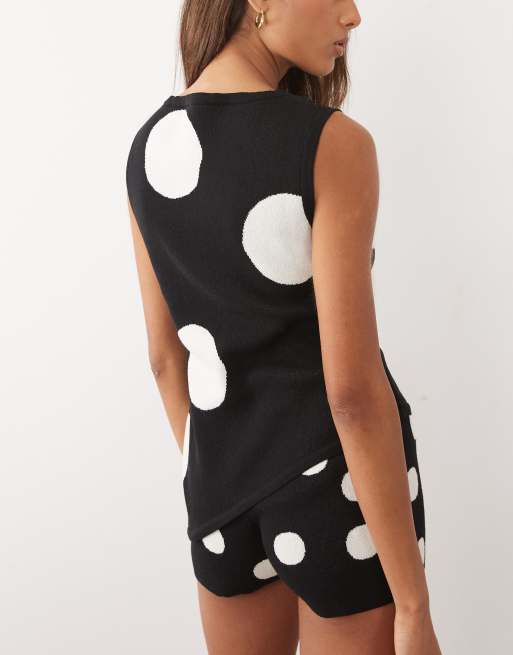 ASOS DESIGN knitted asymmetric top co-ord in polka dot, 4 of 4