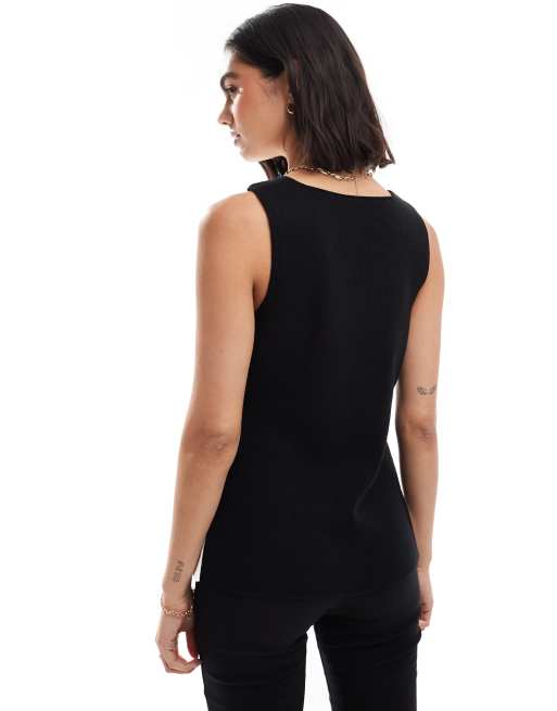 ASOS DESIGN knitted asymmetric waistcoat in colourblock in mono, 4 of 4