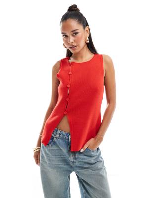 ASOS DESIGN ASOS DESIGN knitted asymmetric waistcoat in red