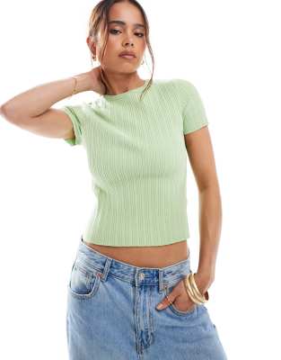 ASOS DESIGN knitted baby fit t-shirt in light green