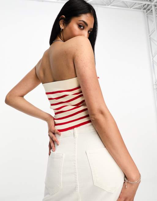 Asos red and white best sale striped top