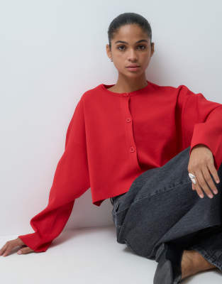 Asos Design Knitted Batwing Cardigan In Red