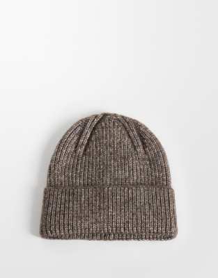 Asos Design Knitted Beanie In Neutral