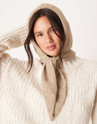 ASOS DESIGN ASOS DESIGN knitted bonnet in dark oatmeal-Neutral