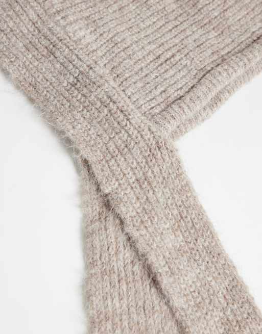ASOS DESIGN knitted bonnet in oatmeal, 3 of 3