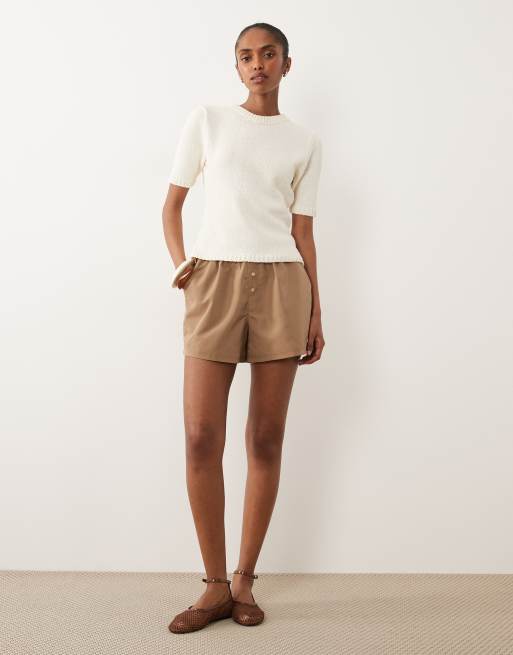 ASOS DESIGN knitted boucle shrunken top in ecru, 2 of 4