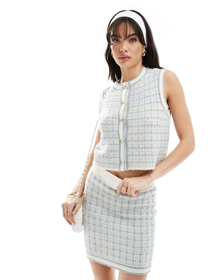 ASOS DESIGN knitted boucle waistcoat co-ord-Blue