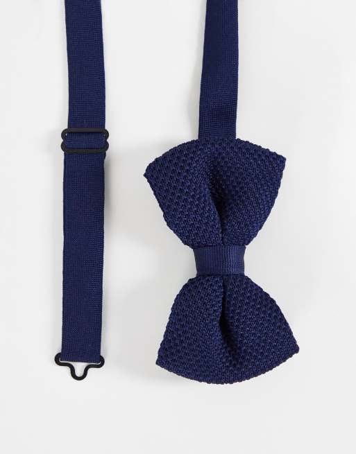 ASOS DESIGN knitted bow tie in navy