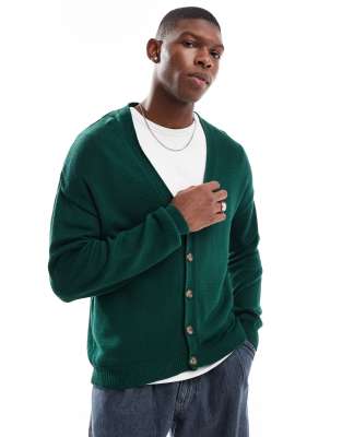 ASOS DESIGN knitted boxy cardigan in green