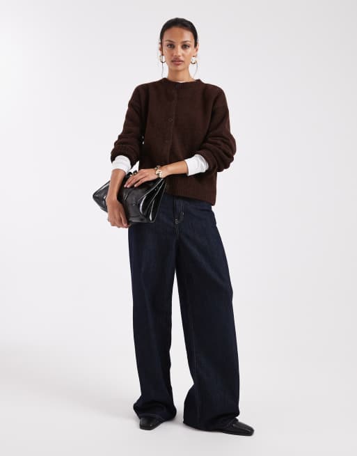 ASOS DESIGN knitted boxy cardigan with wool in....