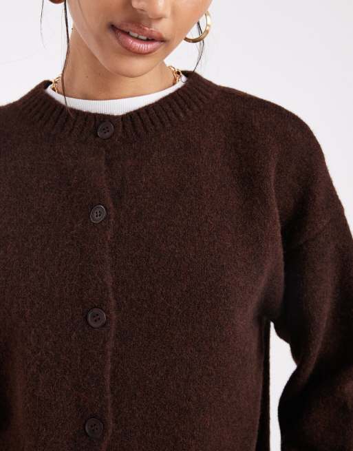 ASOS DESIGN knitted boxy cardigan with wool in....