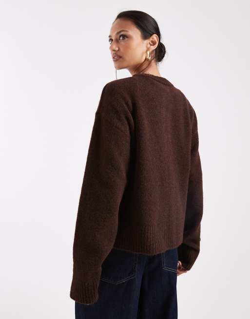 ASOS DESIGN knitted boxy cardigan with wool in....