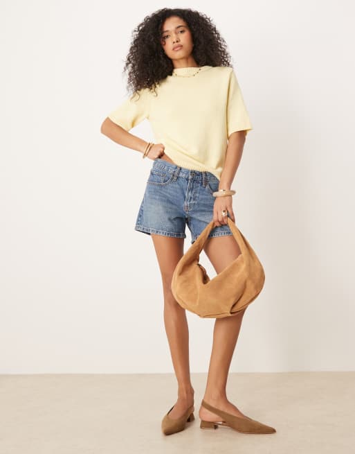 ASOS DESIGN knitted boxy t-shirt in yellow
