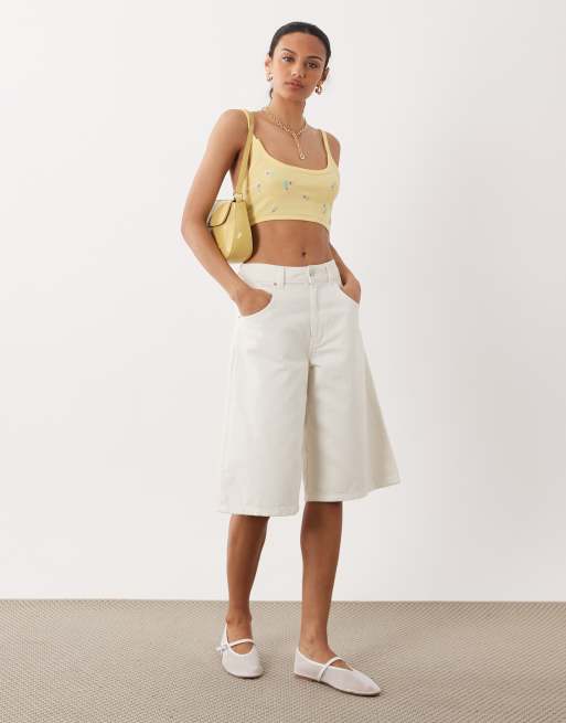 ASOS DESIGN knitted bralette top with embroidered floral (part of a set), 2 of 4