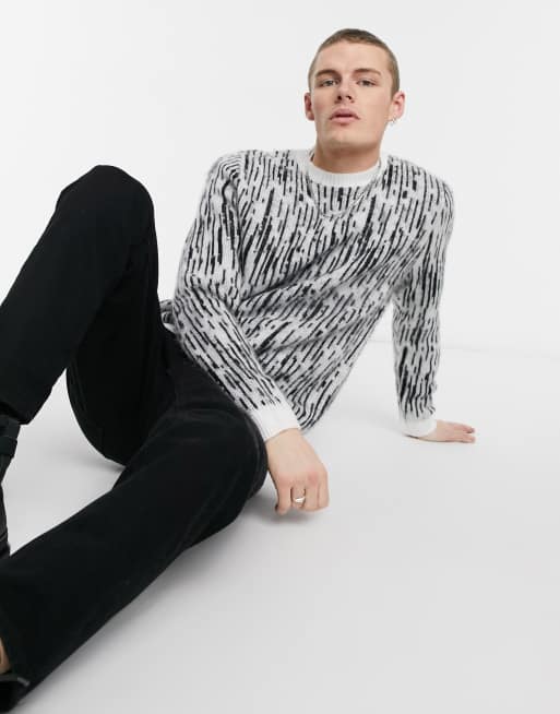 ASOS DESIGN knitted broken stripe jumper in textured yarn ASOS